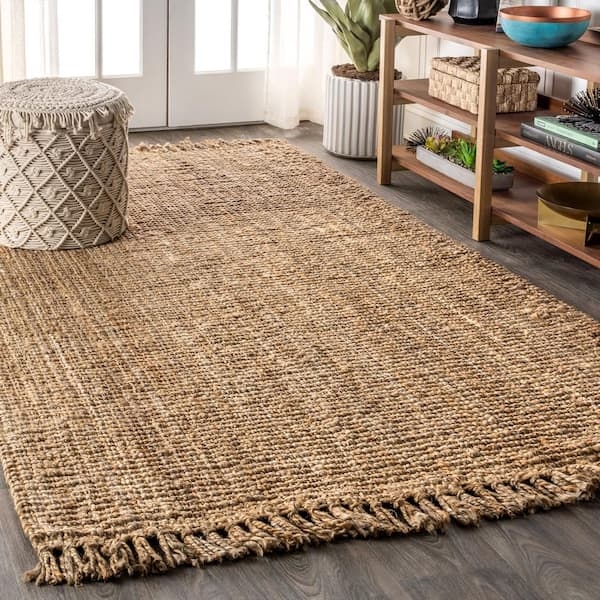 Area Rug Chunky Weave Tassel Fringe Natural Fiber Texture