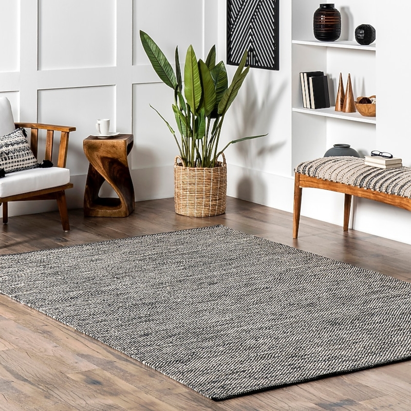 Area Rug Chunky Woven Cream Braided Fringe Modern Farmhouse Ivory