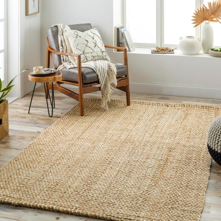 Area Rug Chunky Woven Texture Braided Organic Jute Rug