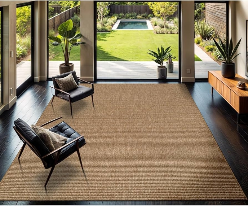 Area Rug Chunky Woven Texture Natural Jute Look Farmhouse Decor