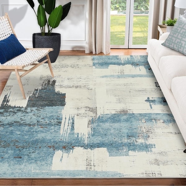 Area Rug Contemporary Marble Pattern Floor Covering Minimalist Non Slip