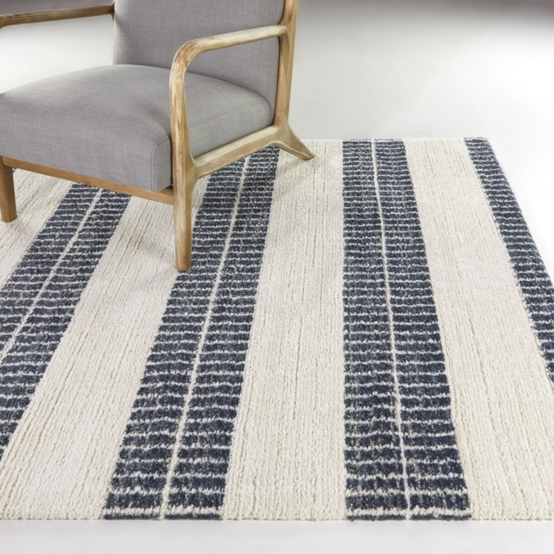 Area Rug Contemporary Painterly Stripe Grey High-Low Texture