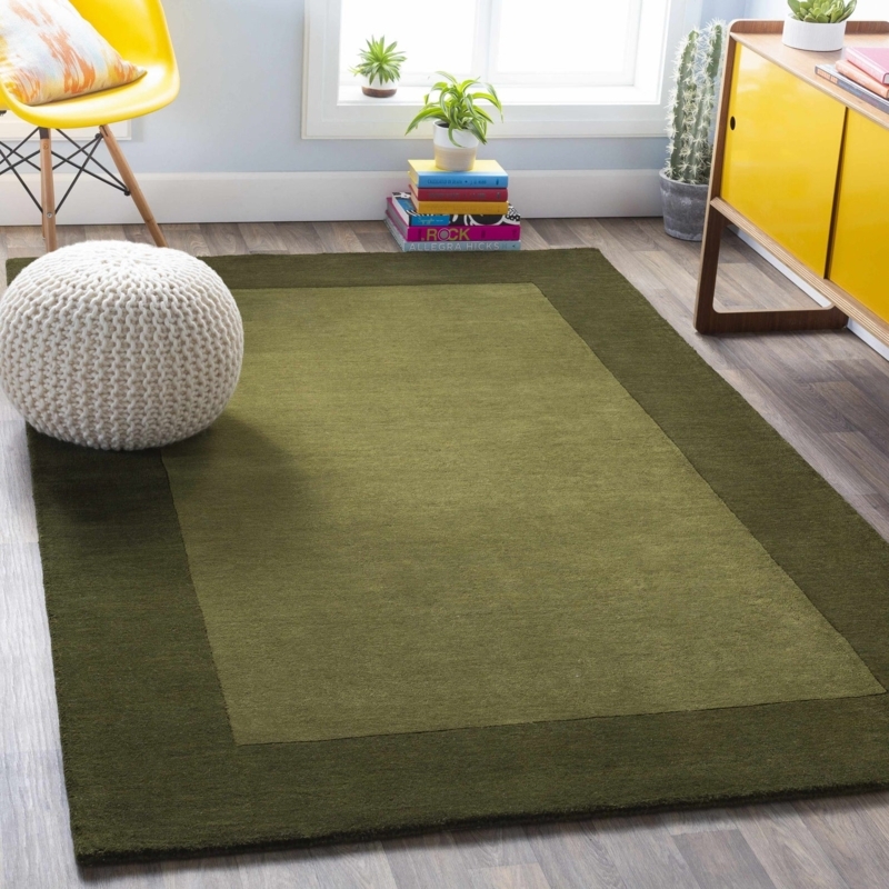 Area Rug, Contrasting Dark Border Design, Organic Modern Living Room