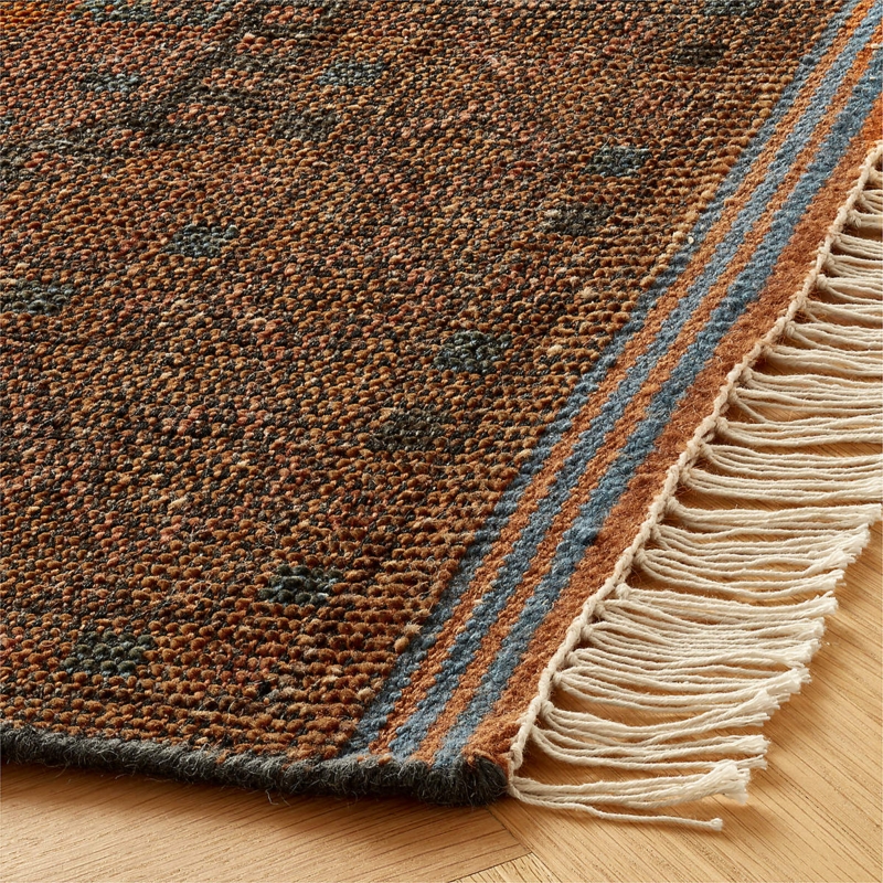 Area Rug Copper Hue Hand-Knotted Wool-Like, Textured Copper Wool Area Rug
