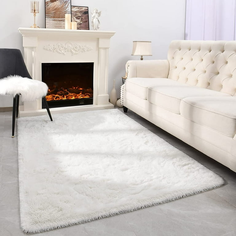 Area Rug: Cozy Cream White Shag with Plush Surface