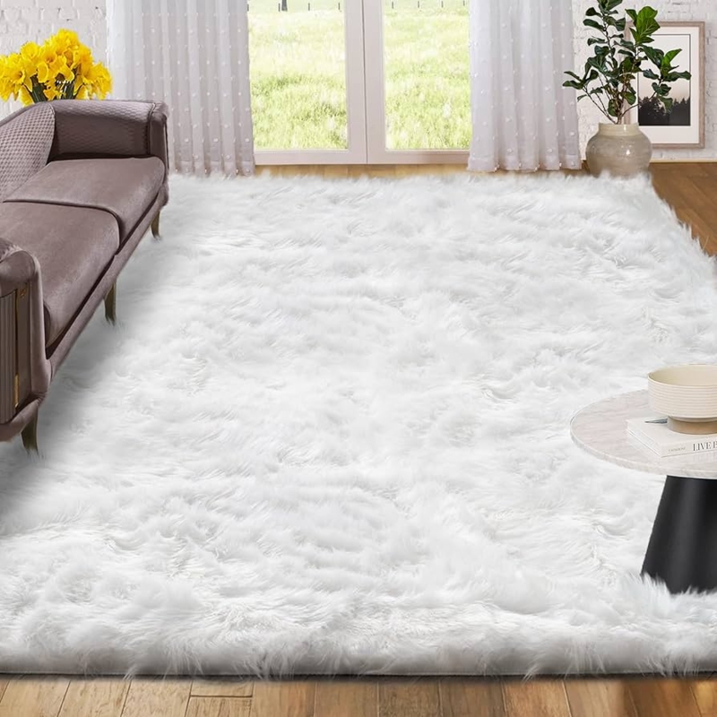 Area Rug: Cozy Shag with High-Pile Faux Sheepskin Texture