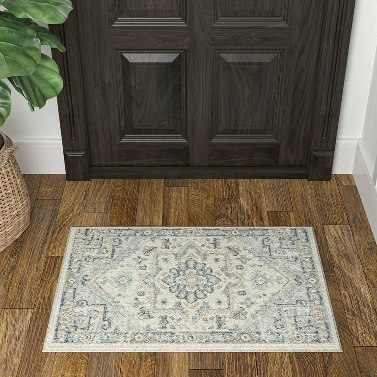 Area Rug Cream Geometric Diamond Minimalist Kitchen Mat