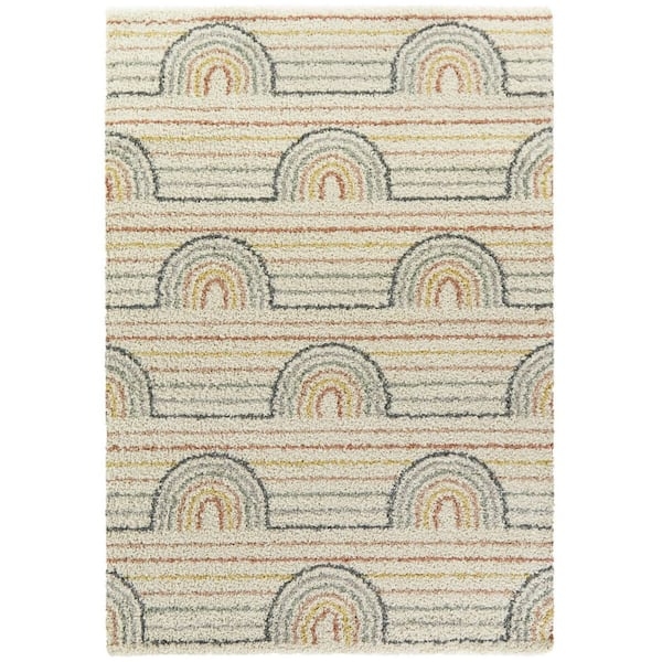 Area Rug Cream World Map Pattern Illustrative Print Playful
