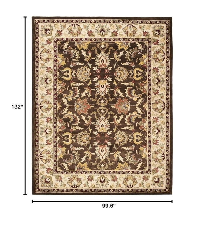 Area Rug: Dark Brown Ground with Ornate Floral Vine Border, Matte.
