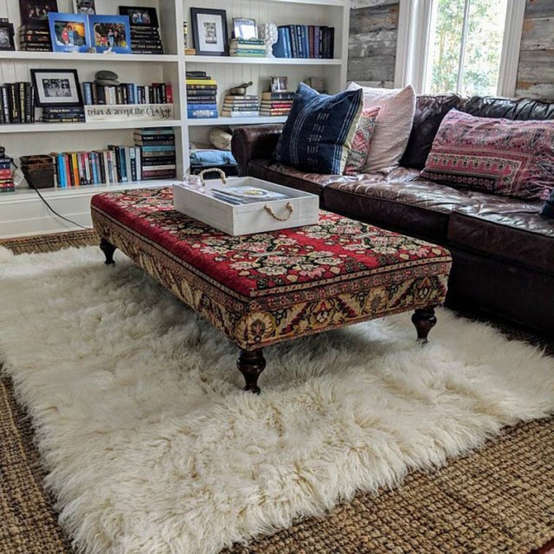 Area Rug Deluxe Flokati Shag 3.5 Inch Pile 3000 Gram Weight Minimalist