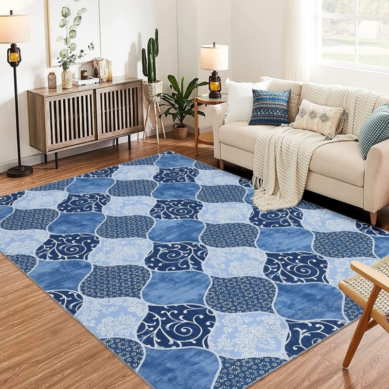 Area Rug Diamond Trellis Thin Cream Charcoal