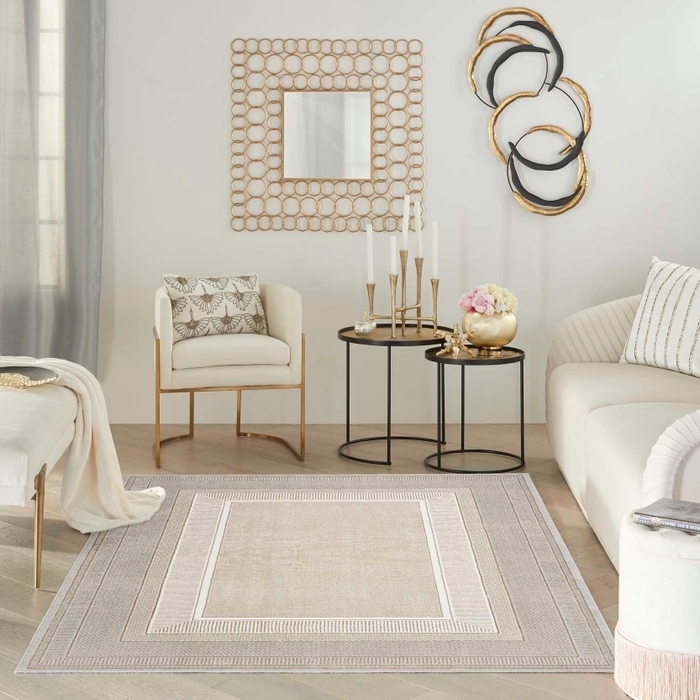 Area Rug Distressed Abstract Pattern Metallic Sheen Ivory Living Room Ideas