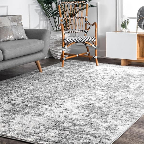 Area Rug Distressed Abstract Tassel Fringe Contemporary Style