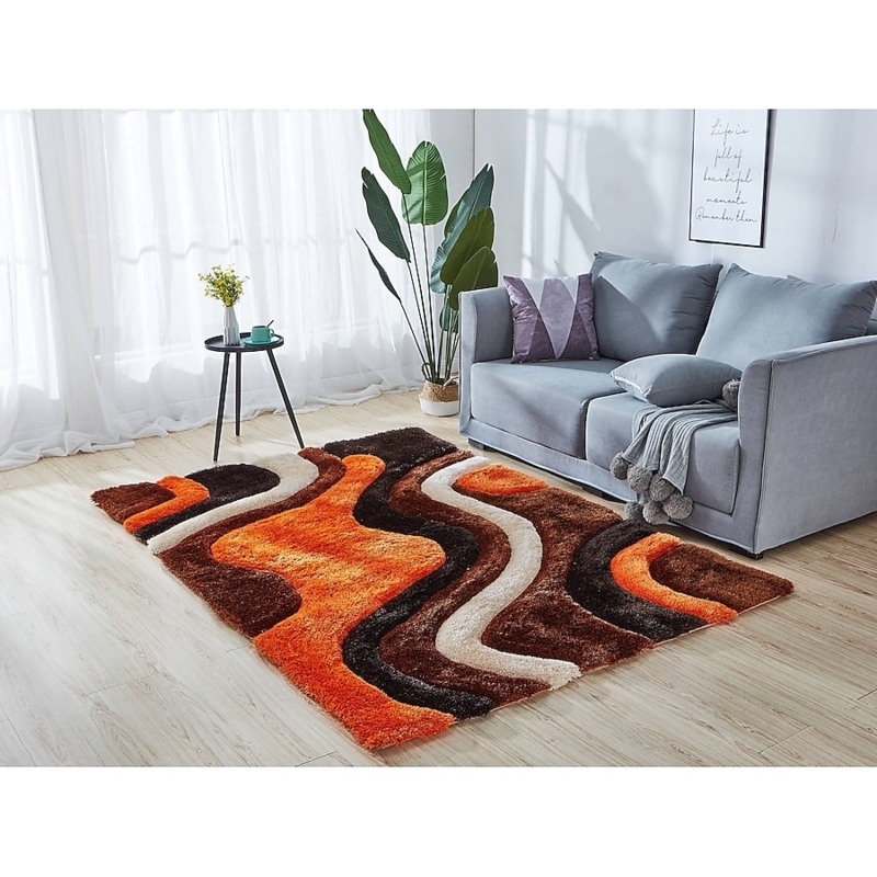 Area Rug: Distressed Abstract Watercolor Effect, Bold Orange Decor