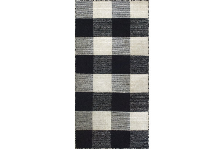 Area Rug, Distressed Blue Pattern, Thin Flatweave, Transitional Coastal
