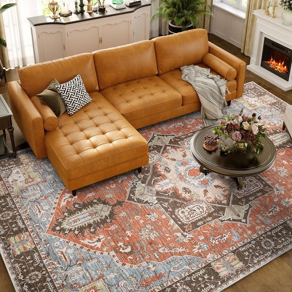 Area Rug: Distressed Bohemian Medallion Pattern, Machine Washable Utility