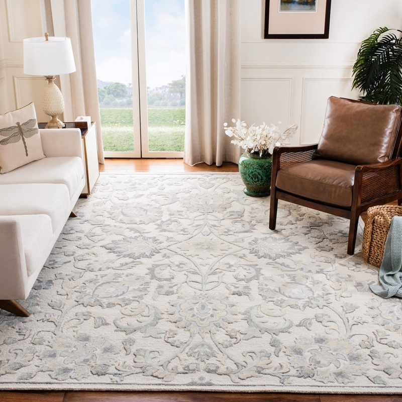 Area Rug Distressed Floral Ivory Grey Weathered Oriental Rug Decor