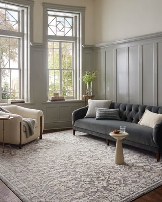 Area Rug Distressed Ivory Extra Large Scale Old World