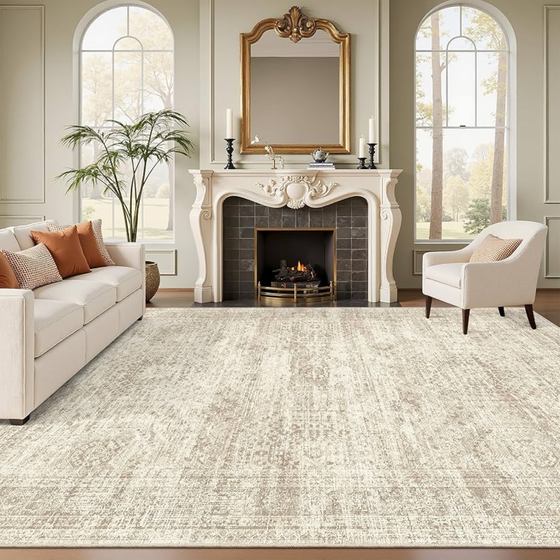 Area Rug, Distressed Oriental Look, Transitional Living Room Rug Ideas