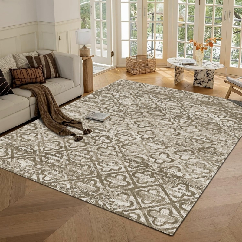Area Rug Distressed Oriental Washable Red Blue Bohemian Bedroom