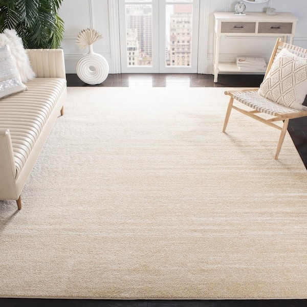 Area Rug Distressed Stripes Neutral Champagne Tones Linear Design