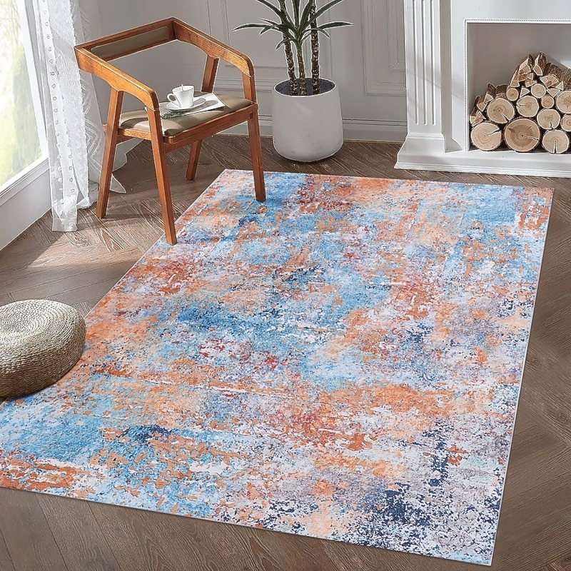 Area Rug Distressed Terracotta Bohemian Vintage Medallion Pattern