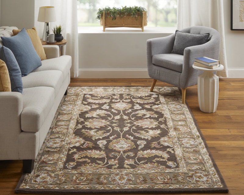 Area Rug Distressed Traditional Persian Faded Medallion Earthy Color Palette