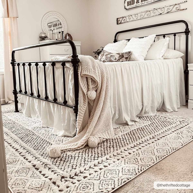 Area Rug Distressed Warm Neutral Scandi Boho Living Room