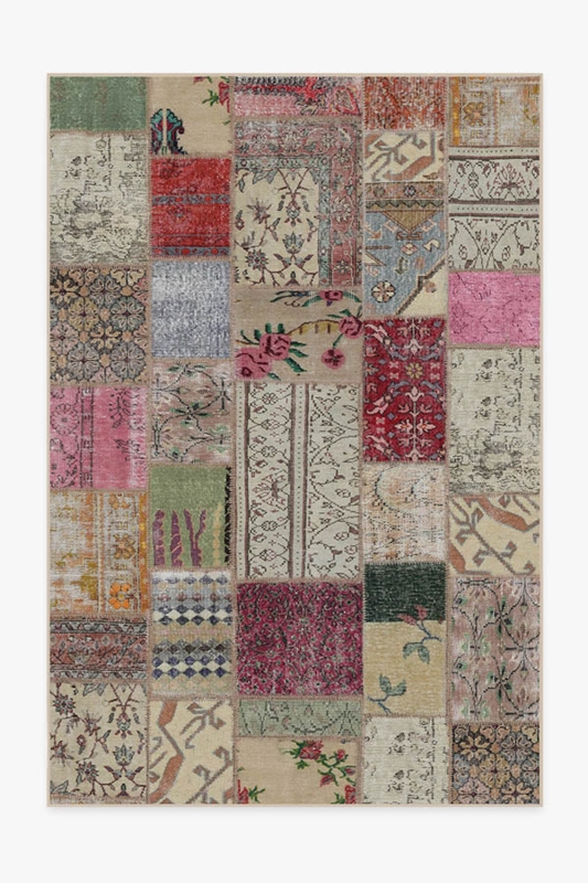 Area Rug Earth Toned Patchwork Pattern Bohemian Flatwoven Decor