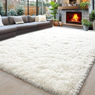 Area Rug: Extra Soft Fluffy Shag in Cream White