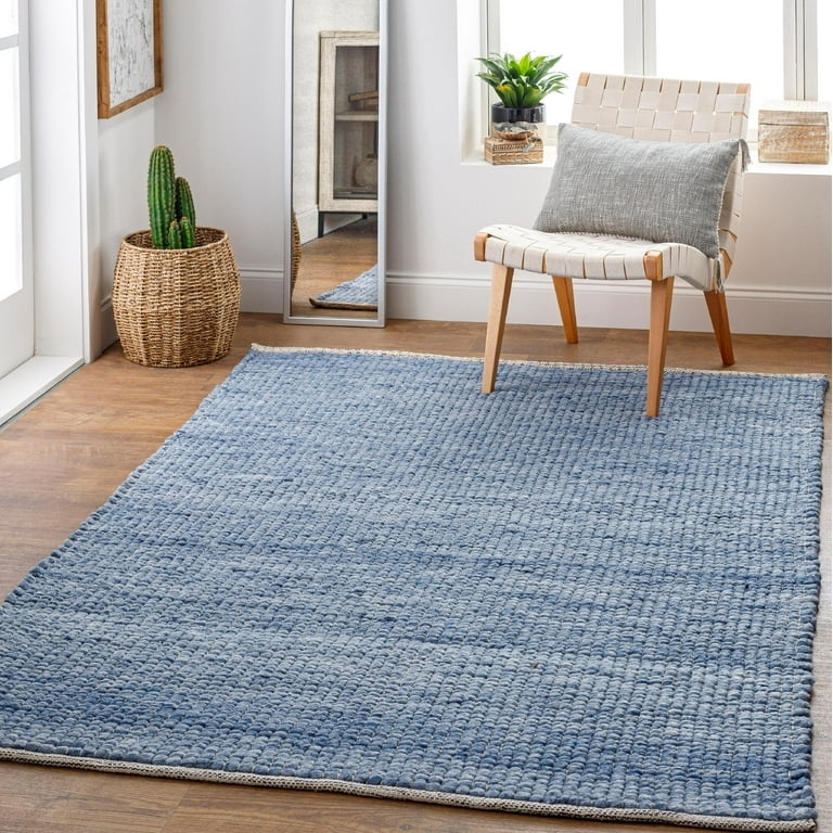 Area Rug Faded Border Pale Blue Transitional Living Room Anchor