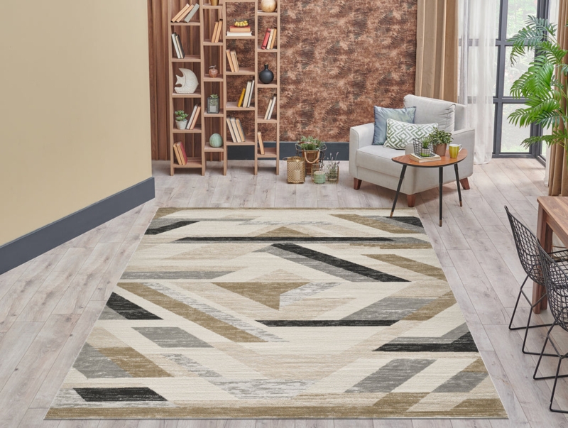 Area Rug Faded Hexagonal Design Large Scale Geometric Floor