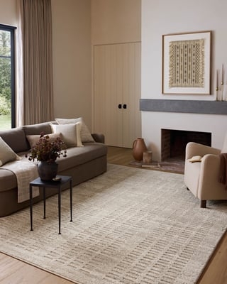 Area Rug, Faded Lattice Pattern, Low-Pile, Modern Farmhouse Living Room