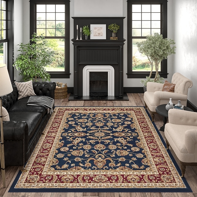 Area Rug Faded Medallion Beige Ornate Border Transitional Decor