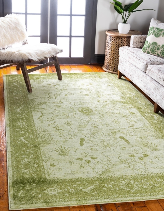 Area Rug Faded Medallion Pattern Distressed Transitional Style