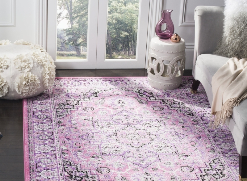 Area Rug Faded Medallion Pattern Navy Cream Transitional Decor