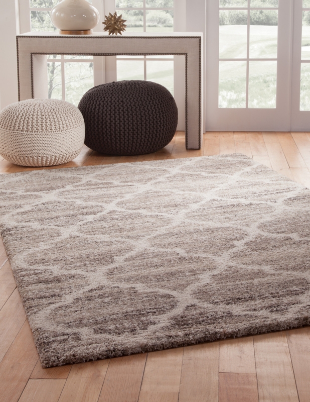 Area Rug Faded Oriental Pattern Low Pile Transitional Ivory Living Room