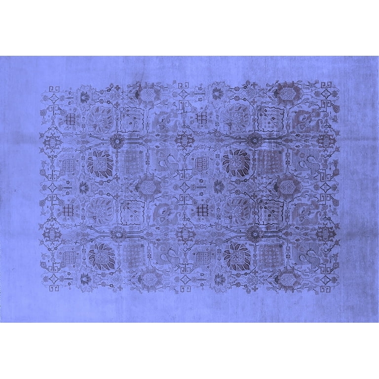 Area Rug, Faded Oriental Pattern, Tonal Blue Industrial Chic Style