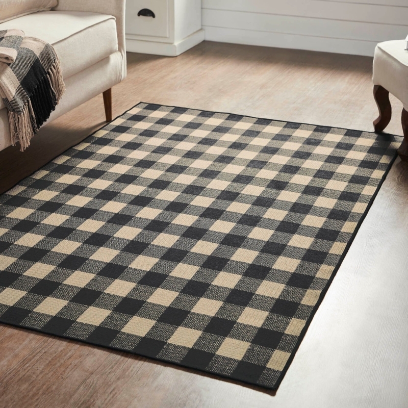 Area Rug Farmhouse Buffalo Check Pattern Indoor Outdoor Durability