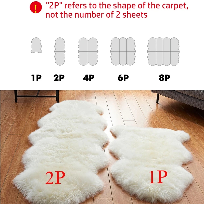 Area Rug Faux Sheepskin Organic Silhouette Furry Texture Plush