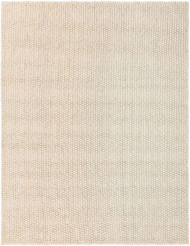 Area Rug Felted Ball Wool Ivory, Chunky Hand Woven Area Rug