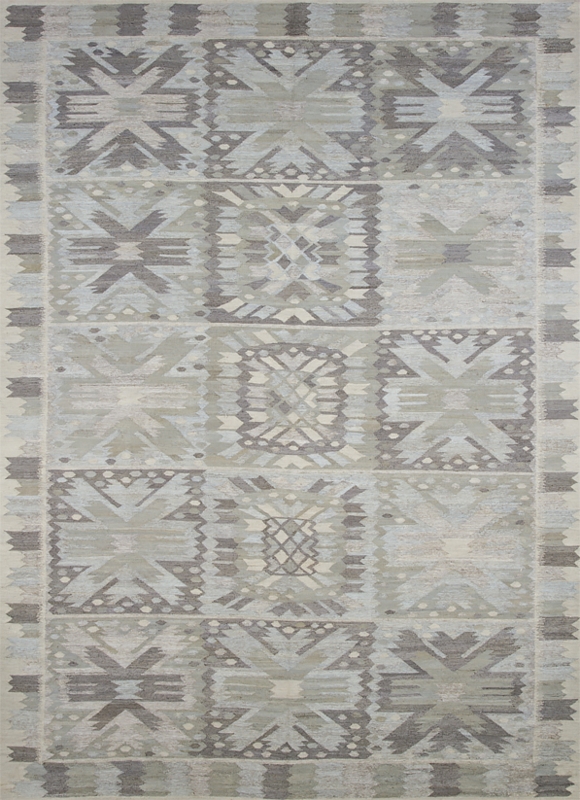 Area Rug Flatweave Broken Grid Pattern Charcoal Grey Decor