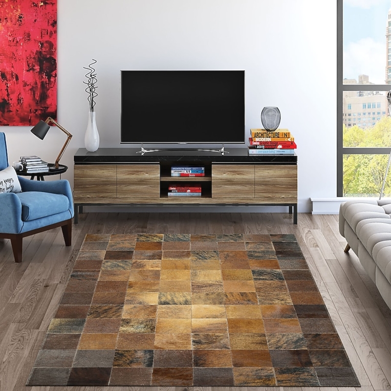 Area Rug Flatweave Geometric Patchwork Grid Modern Rustic Decor