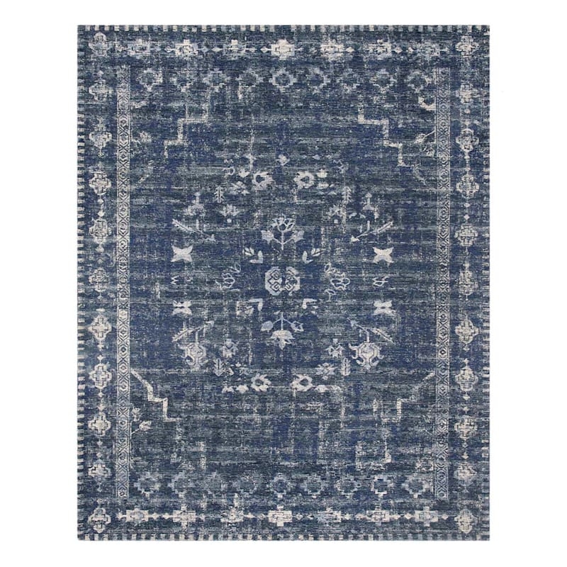 Area Rug Flatweave Texture Transitional Botanical Floral Print