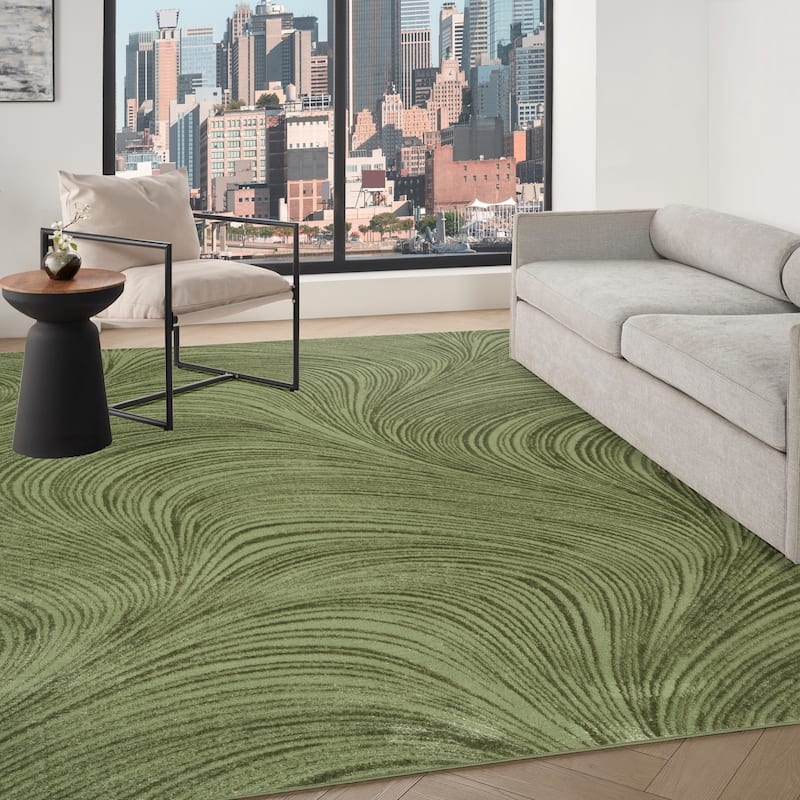 Area Rug Fluid Abstract Pattern Gold Veining Navy Blue Living Room Styling
