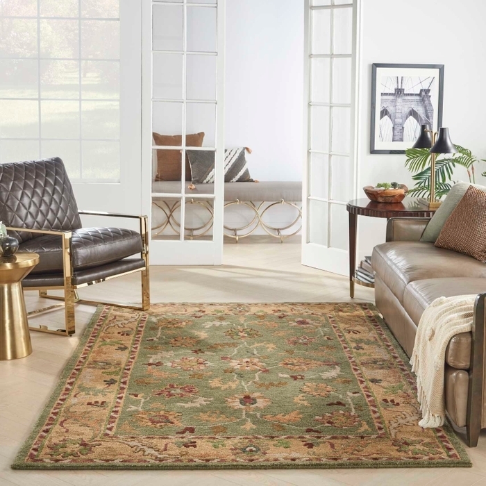 Area Rug Forest Green High Low Geometric Pattern Textured Modern
