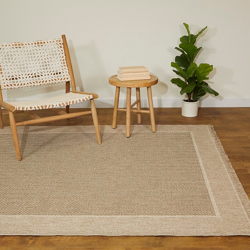 Area Rug Fringed Edges Geometric Border Flatweave Bohemian Style