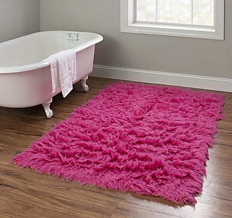 Area Rug Fuchsia Shag High Pile 1400G Bohemian Vibrant Textured