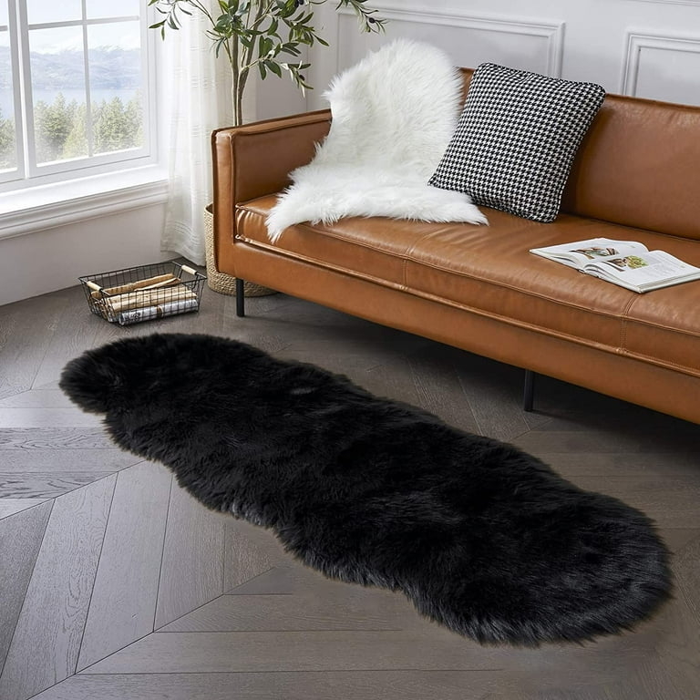Area Rug Furry Texture Faux Fur High Pile Matte Finish Bedside Rug