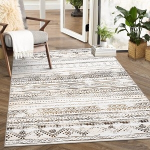 Area Rug Geometric Diamond Lattice Neutral Boho Farmhouse